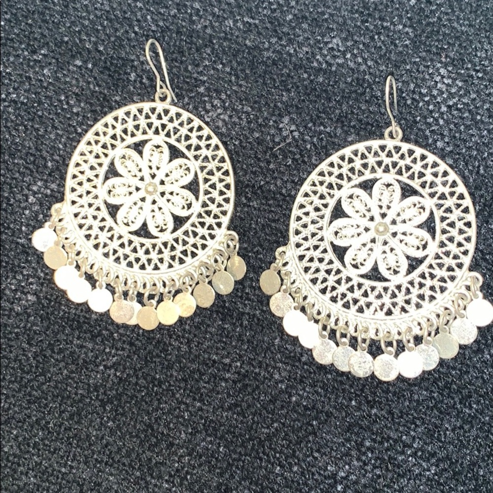 Boho silver earrings.